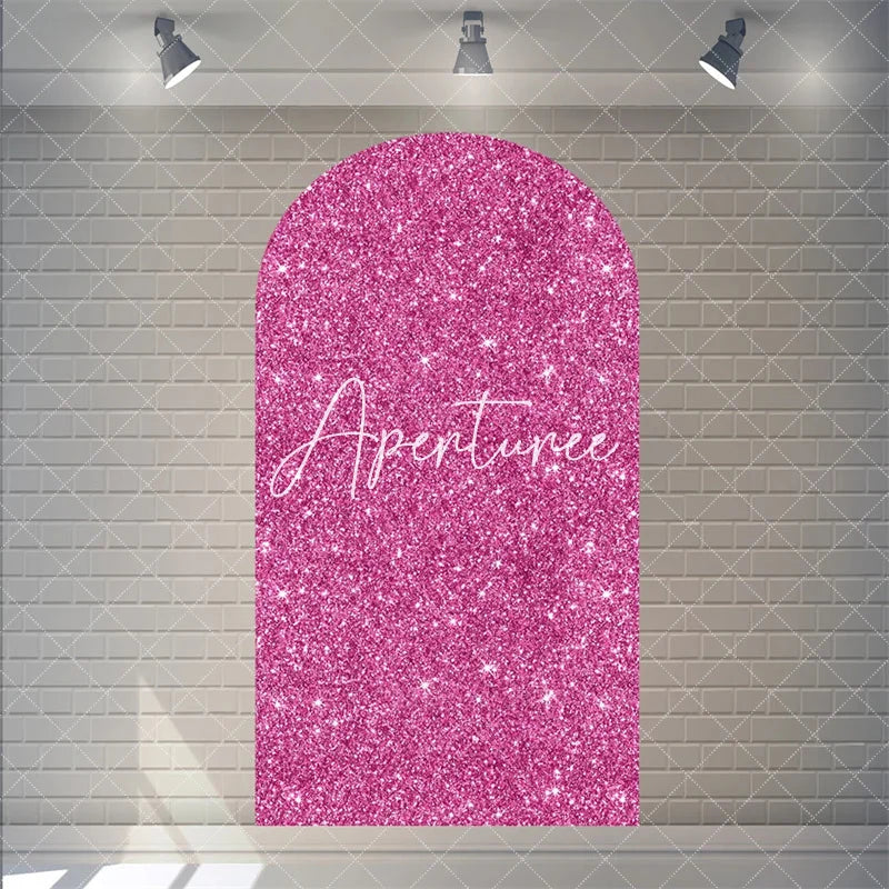 Aperturee - Aperturee Pink Twinkle Little Star Arch Backdrop for Girl Baby Shower Birthday Party Decorations Polyester Fabric Wall Decor