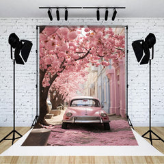 Aperturee - Aperturee Pink Vibe Floral City Road Lovely Spring Backdrop