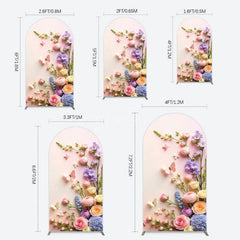 Aperturee - Aperturee Pink Wall Colorful Bouquet Birthday Arch Backdrop