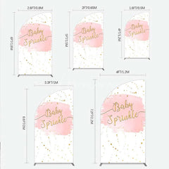 Aperturee - Aperturee Pink Watercolor Baby Sprinkle Half Moon Arch Backdrop Gold Glitter and Pastel Girl Shower Decoration
