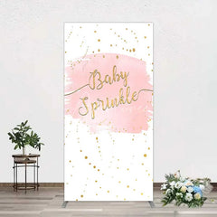 Aperturee - Aperturee Pink Watercolor Baby Sprinkle Rectangle Backdrop Gold Glitter and Pastel Girl Shower Decoration