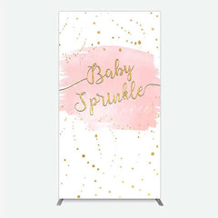 Aperturee - Aperturee Pink Watercolor Baby Sprinkle Rectangle Backdrop Gold Glitter and Pastel Girl Shower Decoration