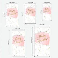 Aperturee - Aperturee Pink Watercolor Baby Sprinkle Rectangle Backdrop Gold Glitter and Pastel Girl Shower Decoration