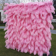 Aperturee - Aperturee Pink Wedding Decor Artificial Feathers Flower Wall