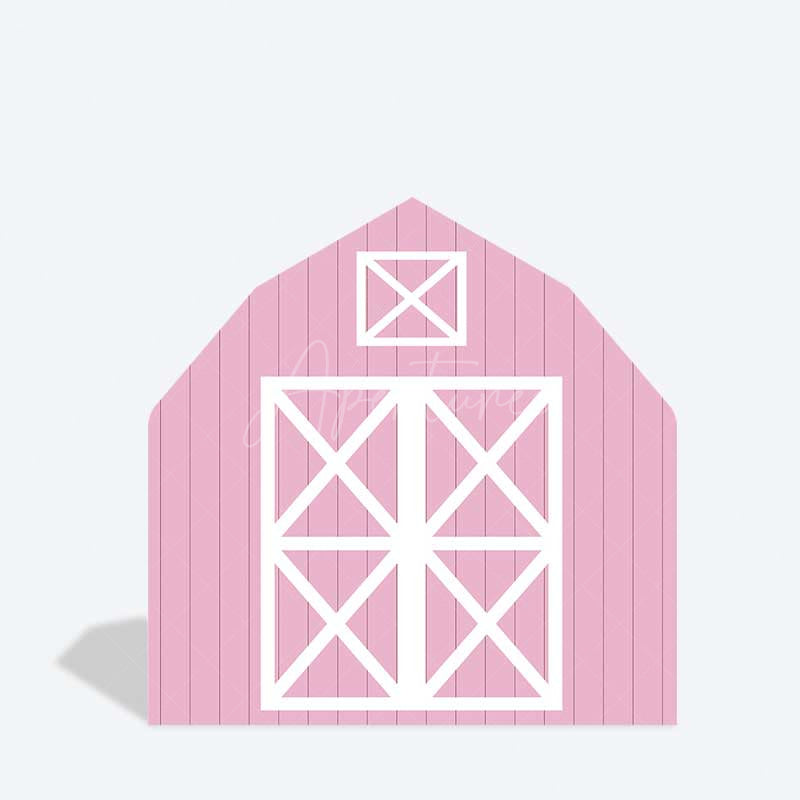 Aperturee Aperturee Pink White Farm Barn Door Arch Party Decor Backdrop
