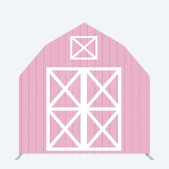Aperturee Aperturee Pink White Farm Barn Door Arch Party Decor Backdrop