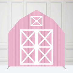 Aperturee Aperturee Pink White Farm Barn Door Arch Party Decor Backdrop