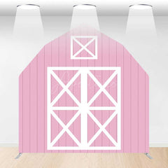 Aperturee Aperturee Pink White Farm Barn Door Arch Party Decor Backdrop