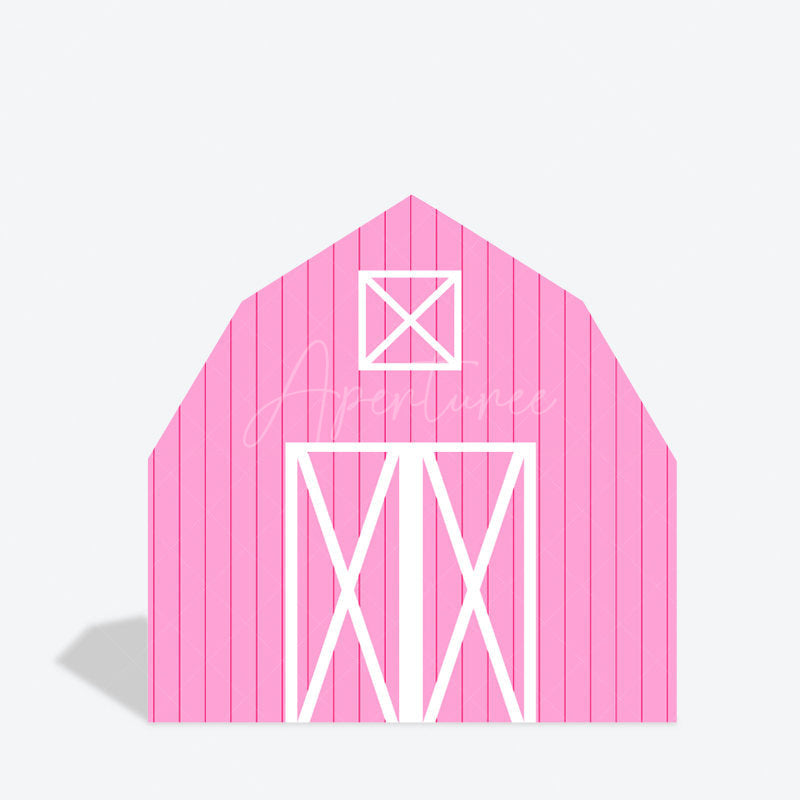 Aperturee - Aperturee Pink White Wooden Barn Door Arch Backdrop For Party