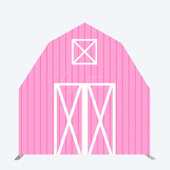 Aperturee - Aperturee Pink White Wooden Barn Door Arch Backdrop For Party