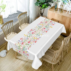 Aperturee - Aperturee Pink Wildflowers Spring Vibe Rectangle Tablecloth