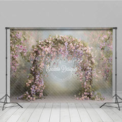 Aperturee - Aperturee Pink Wisteria Floral Arch Backdrop Wedding Garden Photo Prop Spring Purple Flower Bridal Shower Decor