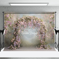 Aperturee - Aperturee Pink Wisteria Floral Arch Backdrop Wedding Garden Photo Prop Spring Purple Flower Bridal Shower Decor