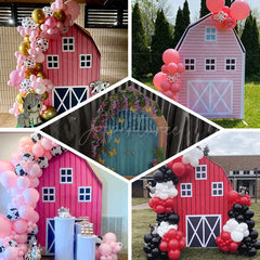 Aperturee - Aperturee Pink Wooden Farm House Barn Door Arch Party Backdrop