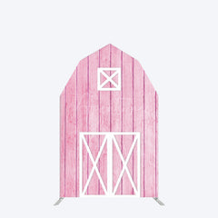 Aperturee - Aperturee Pink Wooden Farm House Barn Door Arch Party Backdrop