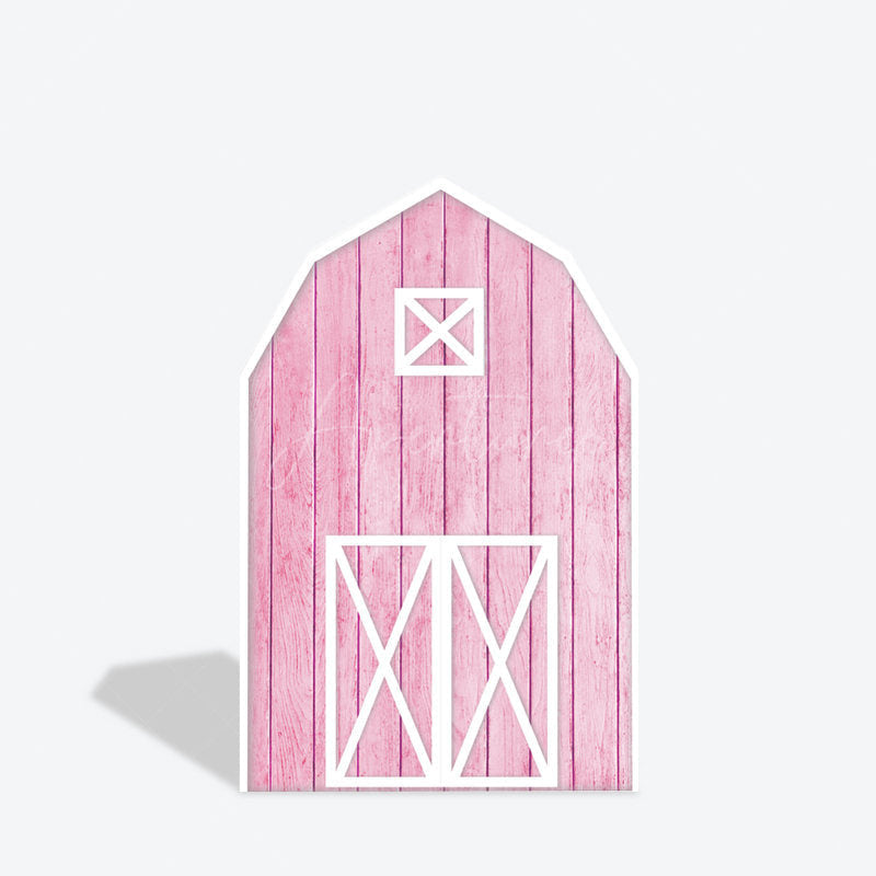 Aperturee - Aperturee Pink Wooden Farm House Barn Door Arch Party Backdrop