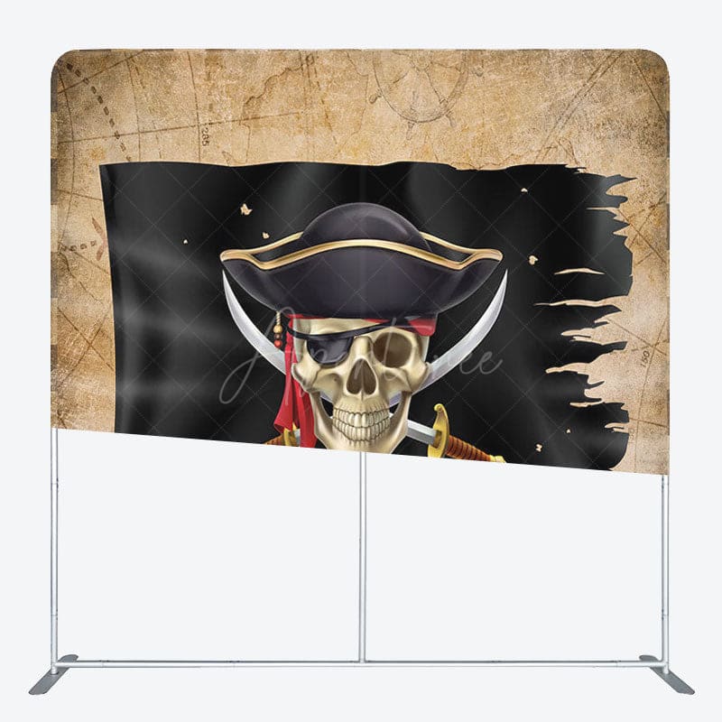 Aperturee - Aperturee Pirate Skull Retro Fabric Backdrop Cover for Birthday
