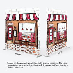 Aperturee - Aperturee Pizza Party Tension Fabric Backdrop Pizzeria Shop Storefront Italian Restaurant Birthday Photo Booth Prop