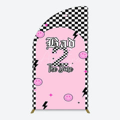 Aperturee - Aperturee Plaid Bad 2 The Bone Pink Birthday Half Moon Arch Backdrop