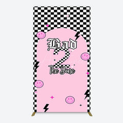 Aperturee - Aperturee Plaid Bad 2 The Bone Pink Birthday Rectangle Backdrop