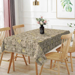 Aperturee - Aperturee Plaid Yellow Floral Rectangle Tablecloth Rustic Brown Checkered Pattern Farmhouse Country Dining Table Cover Kitchen