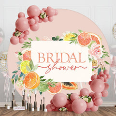 Aperturee - Aperturee Plant Fruits Lemon Pink Round Bridal Shower Backdrop