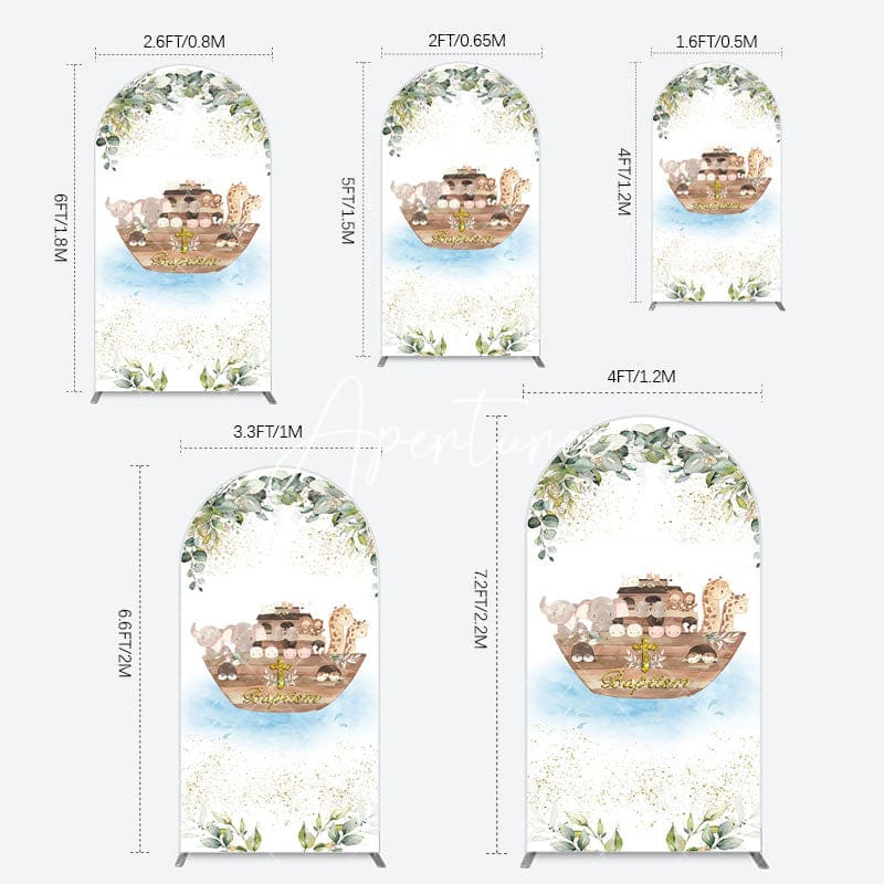 Aperturee - Aperturee Plant Gold Glitter Noahs Ark Baptism Arch Backdrop