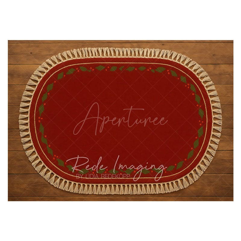 Aperturee - Aperturee Plant Oval Rug Tassels Rubber Floor Mat For Photo