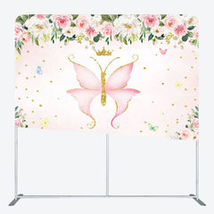 Aperturee - Aperturee Plant Pink Butterfly Birthday Pillow Case Backdrop
