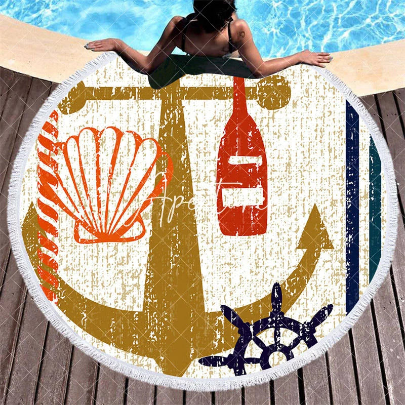 Aperturee - Aperturee Poolside Scene Oceanic Summer Vibe Round Beach Towel