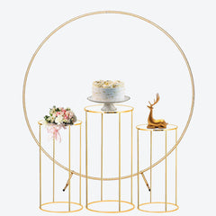Aperturee Aperturee Praying Angel Baptism Round Backdrop Kit Pink and Gold Glitter with Stars Girls Christening or First Communion
