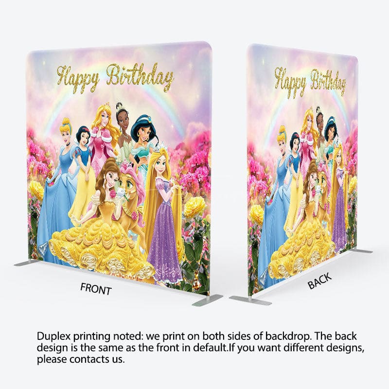 Aperturee - Aperturee Princess And Rainbow Fabric Backdrop Cover for Birthday