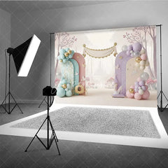 Aperturee - Aperturee Princess Castle Carriage Photography Backdrop Fairy Tale Glass Slipper Party Banner