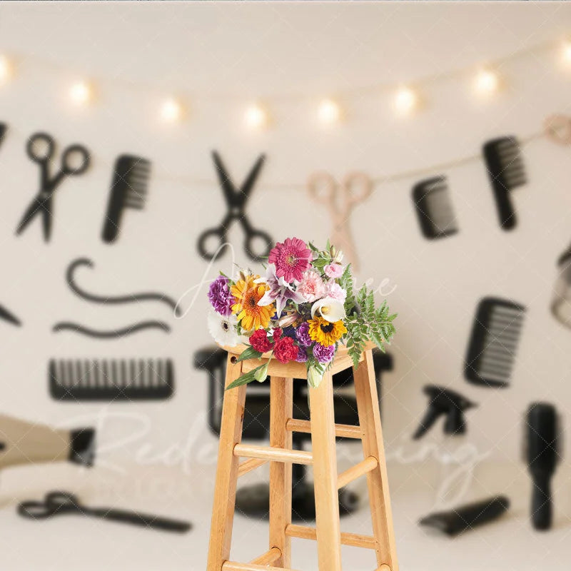Aperturee - Aperturee Professional Hair Salon and Barber Shop Photo Backdrop Stylist Tools Birthday Photography Background