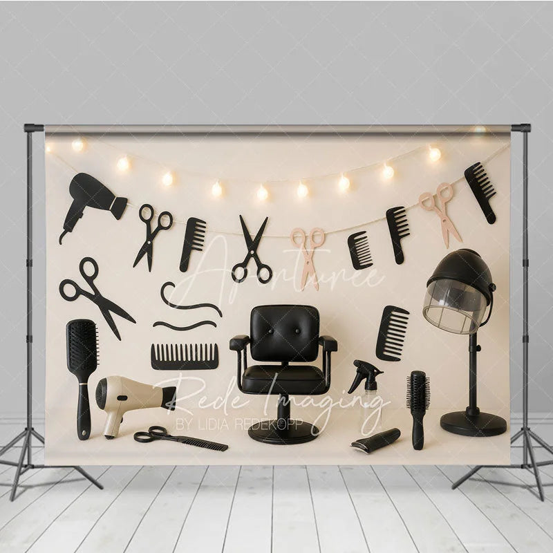 Aperturee - Aperturee Professional Hair Salon and Barber Shop Photo Backdrop Stylist Tools Birthday Photography Background
