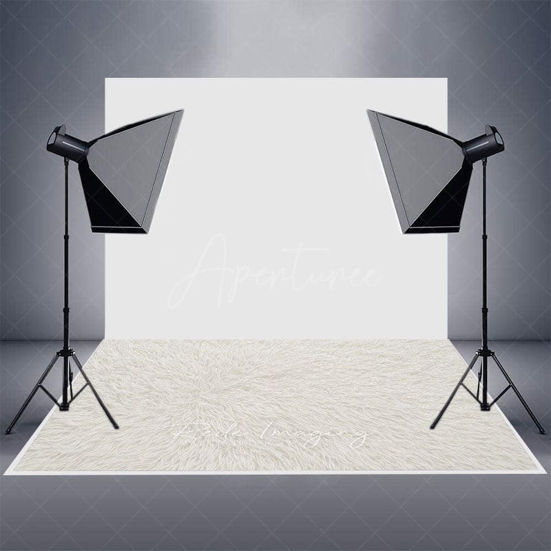 Aperturee - Aperturee Pure White Wool Carpet Rubber Floor Mat For Photo