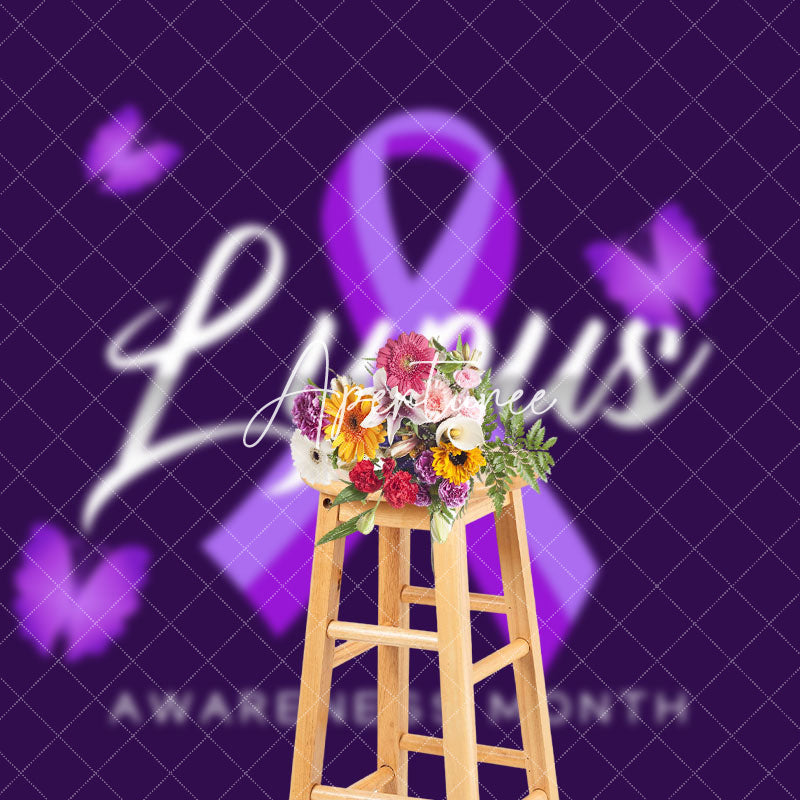 Aperturee - Aperturee Purple Butterfly Happy Lupus Awareness Month Backdrop