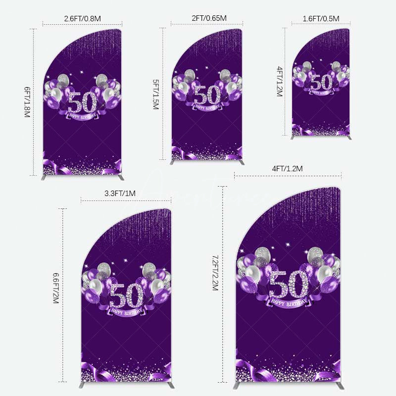 Aperturee Aperturee Purple Diamonds Women Birthday Half Moon Arch Backdrop