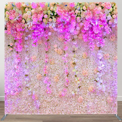 Aperturee - Aperturee Purple Floral Wall Backdrop Cover For Biryhday Party