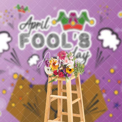 Aperturee - Aperturee Purple Funny Crown Box Happy April Fools Day Backdrop