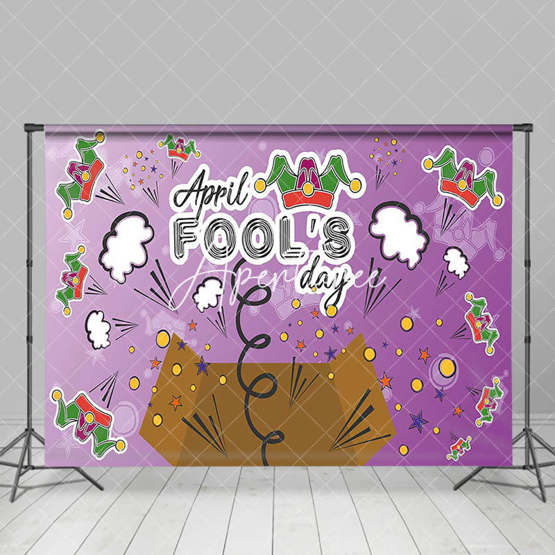 Aperturee - Aperturee Purple Funny Crown Box Happy April Fools Day Backdrop