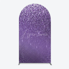 Aperturee - Aperturee Purple Glitter Sparkle Arch Backdrop for Birthday or Wedding Glam Bling Effect Sweet 16 Party Photo Booth