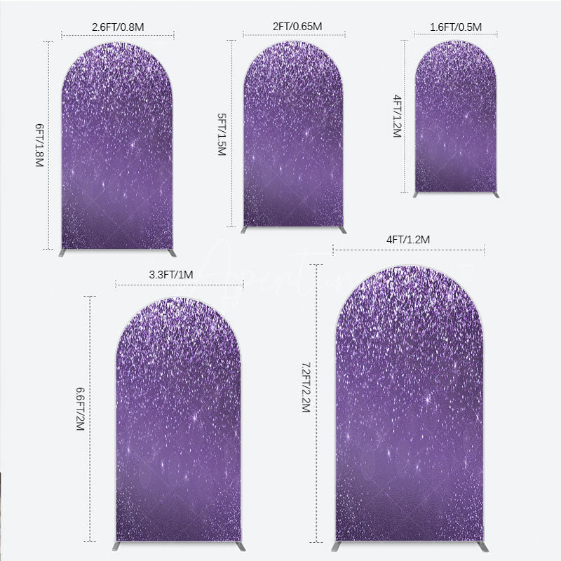 Aperturee - Aperturee Purple Glitter Sparkle Arch Backdrop for Birthday or Wedding Glam Bling Effect Sweet 16 Party Photo Booth