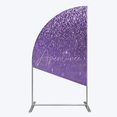 Aperturee - Aperturee Purple Glitter Sparkle Half Moon Arch Backdrop for Birthday or Wedding Glam Bling Effect Sweet 16 Party Photo Booth