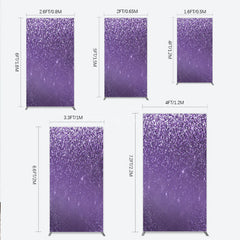 Aperturee - Aperturee Purple Glitter Sparkle Rectangle Backdrop for Birthday or Wedding Glam Bling Effect Sweet 16 Party Photo Booth