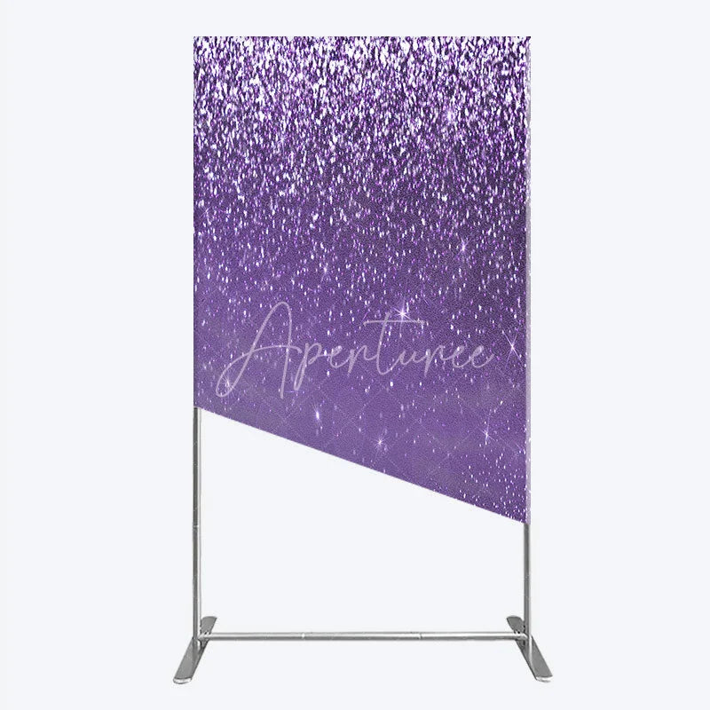 Aperturee - Aperturee Purple Glitter Sparkle Rectangle Backdrop for Birthday or Wedding Glam Bling Effect Sweet 16 Party Photo Booth