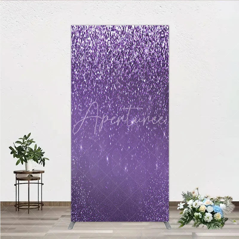 Aperturee - Aperturee Purple Glitter Sparkle Rectangle Backdrop for Birthday or Wedding Glam Bling Effect Sweet 16 Party Photo Booth