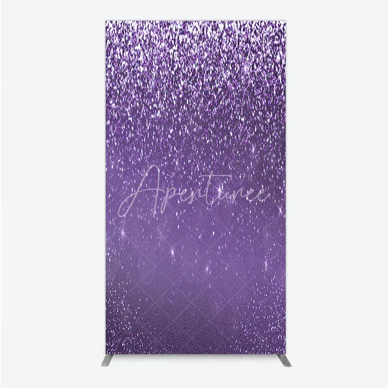 Aperturee - Aperturee Purple Glitter Sparkle Rectangle Backdrop for Birthday or Wedding Glam Bling Effect Sweet 16 Party Photo Booth