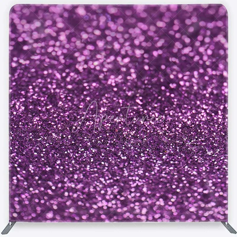 Aperturee - Aperturee Purple Glitter Tension Fabric Backdrop Shimmering Royal Purple Photography Studio Background