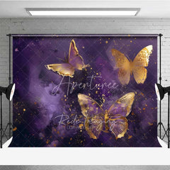 Aperturee - Aperturee Purple Gold Butterfly Photography Backdrop Elegant Insect Art Photo Background Dreamy Fantasy Wing Photo Booth Prop